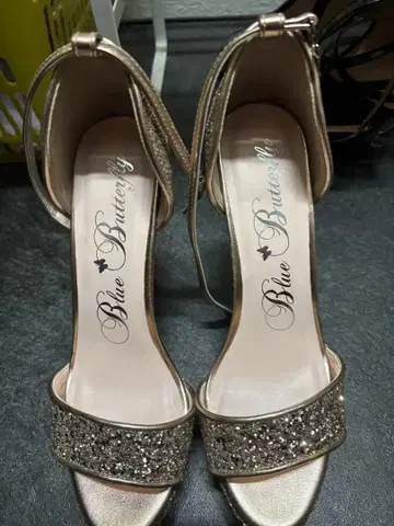 Blue Butterfly 골드 글리터 하이힐