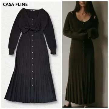 카사플라인 가디건 셋업 니트 원피스 롱