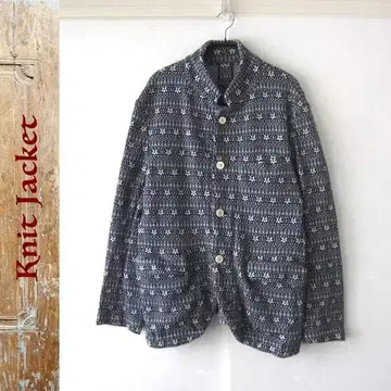 새상품급 니트 올 패턴 스탠드 카라 자켓