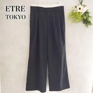 에트레토쿄 더블 허리 하이웨스트 슬랙스 팬츠 블랙