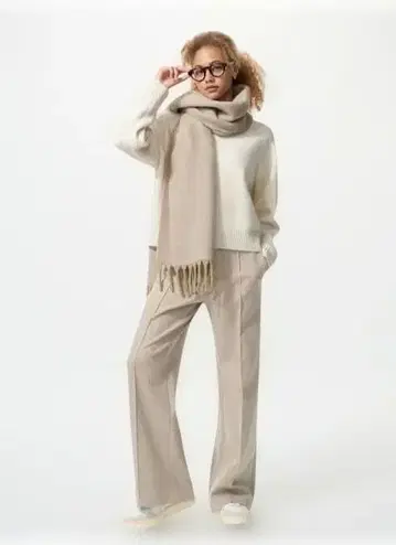 브러쉬드 저지 와이드 팬츠 베이지