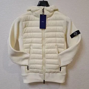 G-STAGE 화이트 후드 부착 다운 자켓 다운 90% 페더 10%