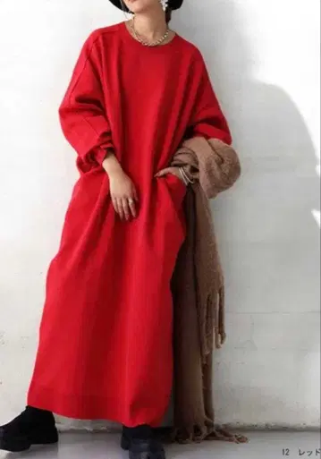 안티카 스펀지 니트 롱 원피스 체형 커버 L - XXL 러프