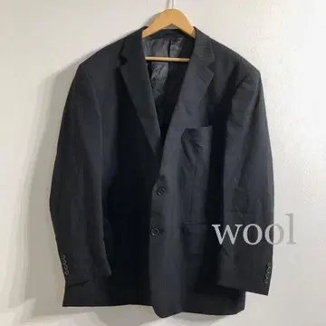울 블랙 스트라이프 싱글 브레스 자켓