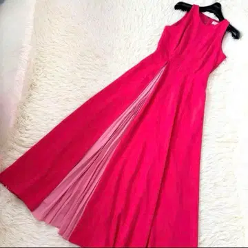 테드베이커 플리츠 절개 롱 원피스 0 슬리브리스 플레어 핑크