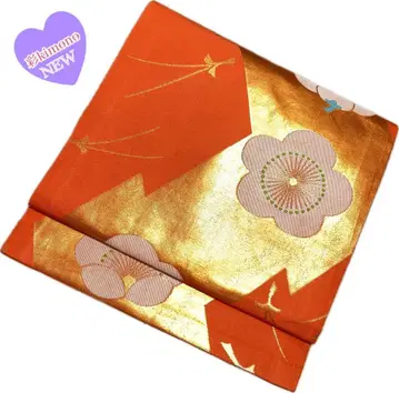 [ 11B35 ] 나고야 오비 나고야 제직 핑크 오렌지 골드 352cm