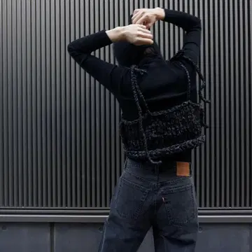 tope//BLACK 튜브 탑 손뜨개질 핸드메이드