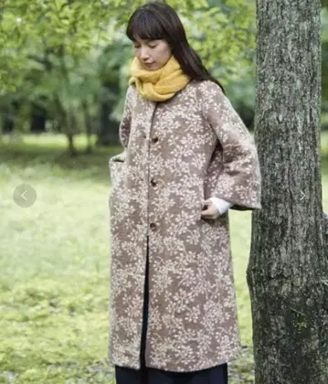 빅 사이즈 sunny clouds 나뭇잎 무늬 융모 코트 펠리시모 3L