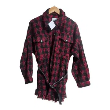 ZARA 체크 프린지 자켓 미사용 벨트 포함