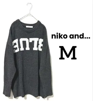 [ niko and - ] 메시지 로고 풀오버 니트 스웨터 그레이 M