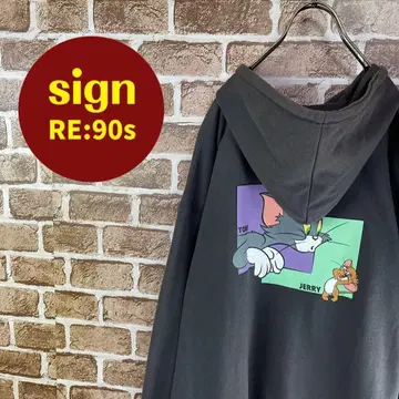 인기 톰과 제리 로고 자수 빅 프린트 후드티