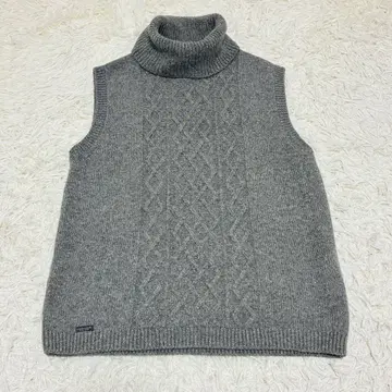 NONNON 마드모아젤 논논 케이블 니트 터틀 베스트 그레이