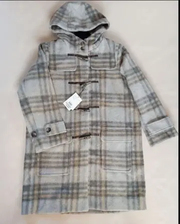 쿠튀르 브로치 샤기 체크 더플 코트 M