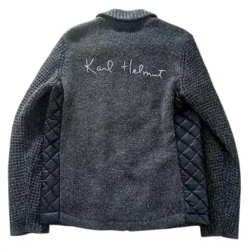 칼 헬무트 퀼팅 절개 니트 지퍼 블루종