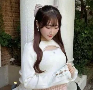 evelyn 로고 리본 슬릿 니트