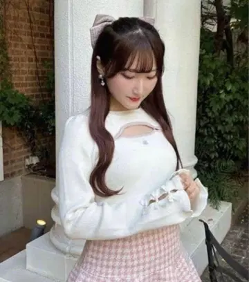 evelyn 로고 리본 슬릿 니트