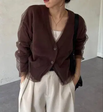 CAPRICIEUX LE'MAGE 튤 레이어드 가디건