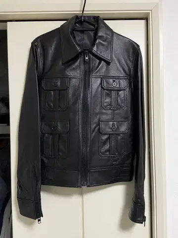 stud homme 가죽 라이더 4 포켓 에디 블루종 자켓