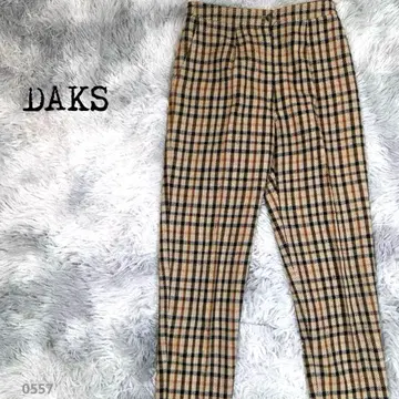 DAKS 닥스 체크 무늬 테이퍼드 팬츠 영국풍 울 혼방 0557