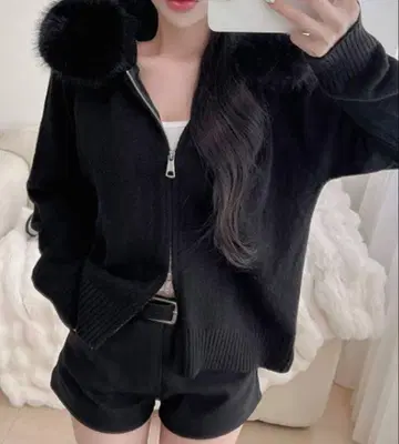 shein 퍼 후드 니트 후드티