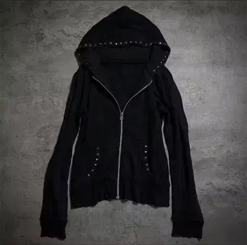 스터드 후디 y2k opium grunge archive 크롭 블랙