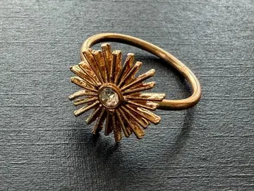 아쉬페 프랑스 빈티지풍 방사형 디자인 클리어 스톤 반지 15호