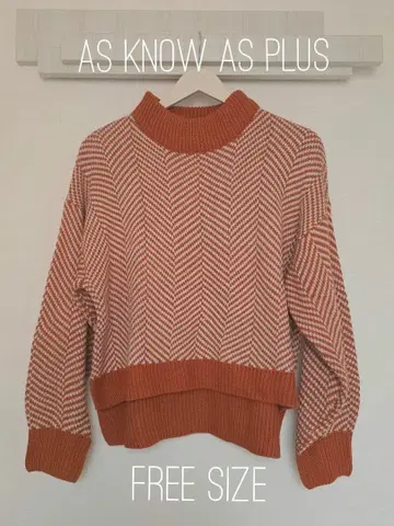 AS KNOW AS plus 헤링본 모크넥 니트 풀오버