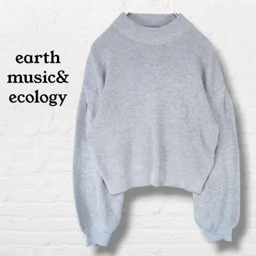 어스 모크넥 니트 볼륨 소매 [ F ] 그레이 울 혼방