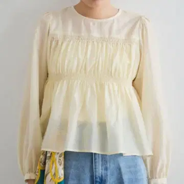 VIS 워셔블 셔링 블라우스