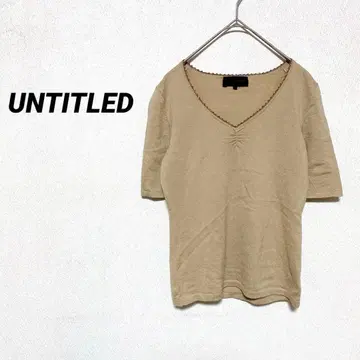 3498T 언타이틀 반팔 니트 상의 티셔츠 베이지 개더