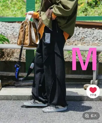 [be with M] 미사요 라쿠키리 스웨트 팬츠 블랙 M