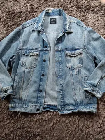 ZARA 남성용 데미지 가공 데님 자켓 G 자켓 M