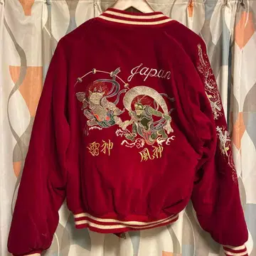 스카잔 JAKE 벨벳 풍신뇌신 총 자수 남성용 M L 블랙