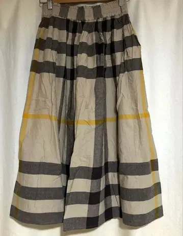 sm2 빅 패턴 체크 개더 스커트 브라운 체크 플레어 스커트