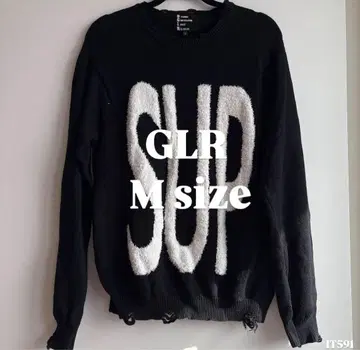 GLR 니트 스웨터 블랙 SUP 로고 M 사이즈