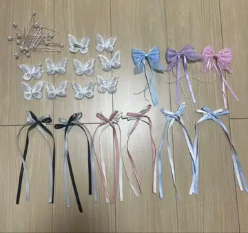 리본 나비 펄 헤어 액세서리 세트 결혼식 웨딩