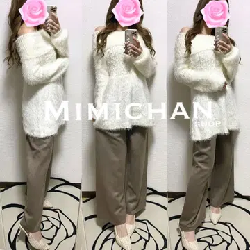 코디 세트 샤기 니트 x 스웨이드 와이드 팬츠 세실 맥비