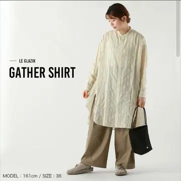 LE GLAZIK 루그라지 아이보리 스트라이프 긴팔 셔츠