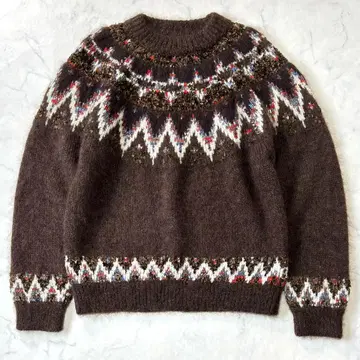 새상품급 코헨 L 사이즈 쌀 부자 모헤어 노르딕 니트 다크 브라운 sy5