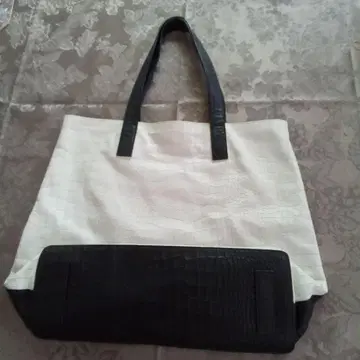 이탈리아제 양면 화이트 블랙 바이컬러 토트백