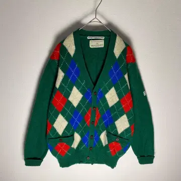 마드모아젤 논논 아가일 니트 가디건 울 100% 실측치수 확인