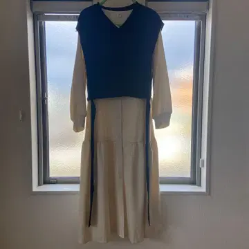 캐주얼 긴팔 원피스 M 사이즈 블랙 아이보리