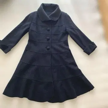 버티컬 블랙 플레어 롱 코트 사이즈 13호 AR 울 100%