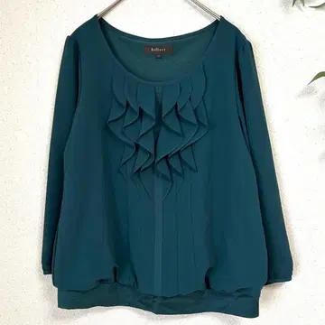 Reflect 11 프릴 블라우스 풀오버 다크 그린 쉬폰 일본제