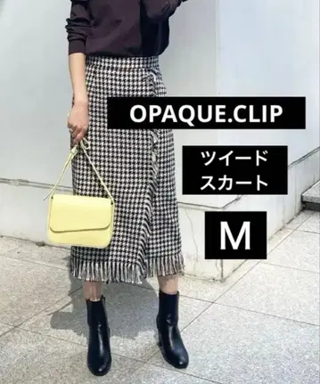 새상품급 오파크 클립 트위드 랩스커트