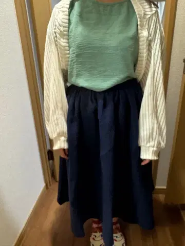 코튼 네이비 플레어 스커트 Dulcamara