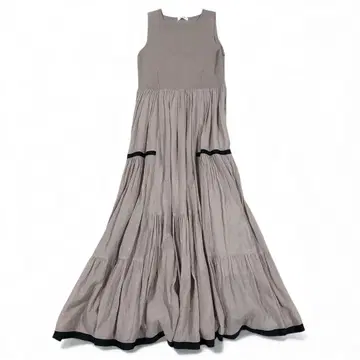 [ 새상품급 ] FRAY I.D 니트 콤비 티어드 원피스 베이지 고급