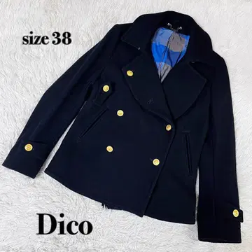 Dico 디코 더블 브레스트 피 코트 골드 버튼 네이비 사이즈 38