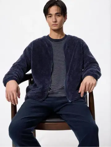 유니클로 퍼리 플리스 세트 네이비 M 새상품