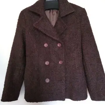 브라운 더블 브레스트 자켓 코트